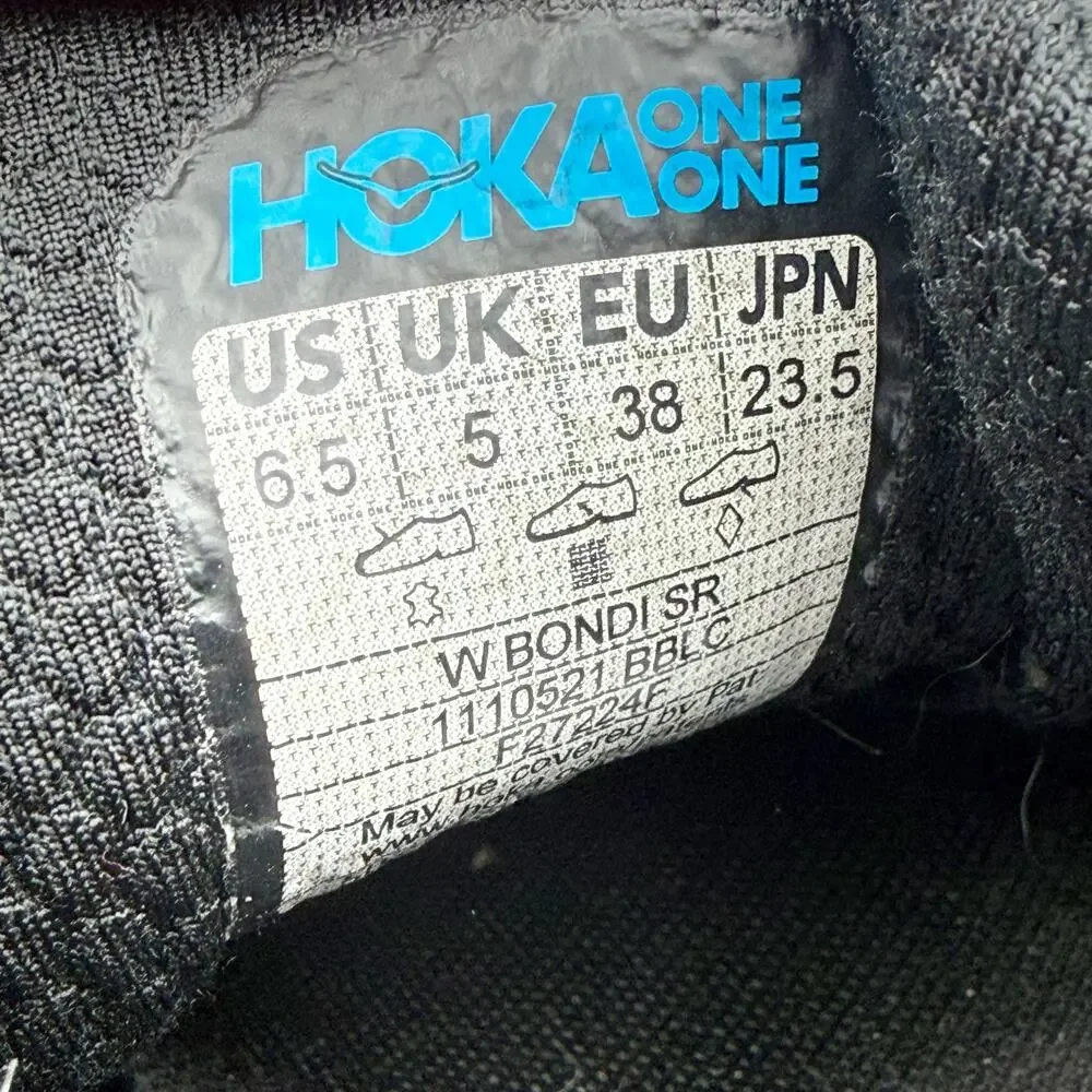 Hoka Womens Bondi Slip Resistant Work Shoes US 6.5 M Black Soft Toe EUC